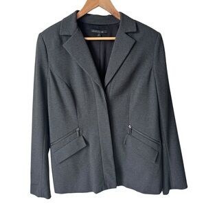Lafayette 148 New York Blazer Jacket Charcoal Gray Button Stretch Womens Size 16